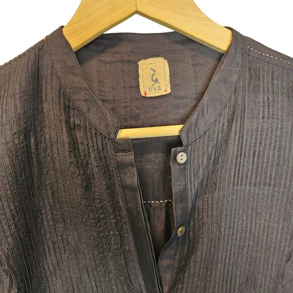 DVE Niva‎ Silk Black Pintuck Sheer Long Sleeve Breathable Blouse Size Small - Picture 3 of 16